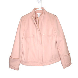 Chicos Casey Pink Fleece Boxy Jacket Coat NWT Size 1 Medium Smooth Plush Zip Up